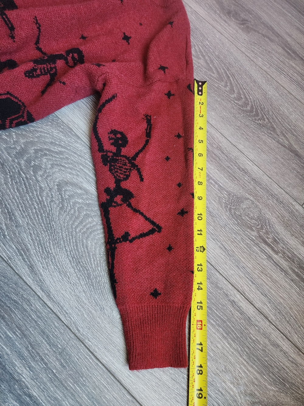 Festive Red & Black Skeleton Knit Sweater - Halloween - Picture 6 of 7